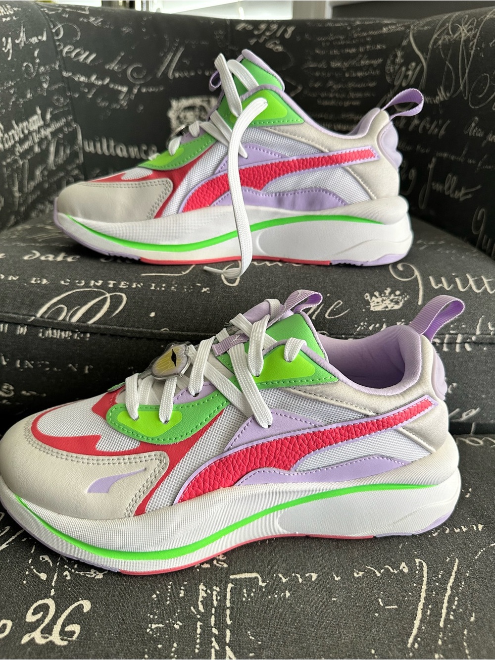 Puma Lavender & Bright Green Colorblock Sneakers
